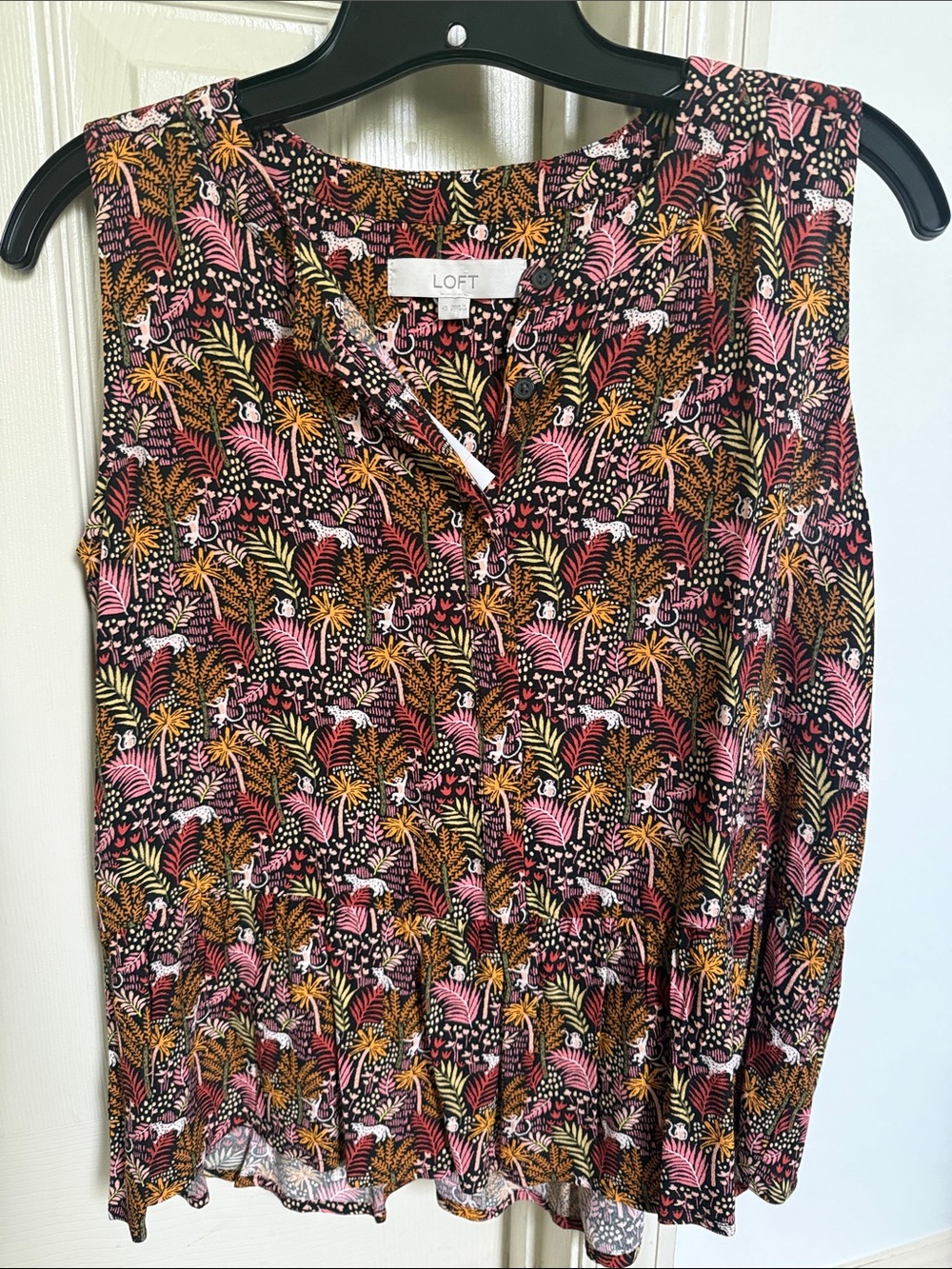 LOFT Floral Sleeveless Top in Pink, Mustard & Black